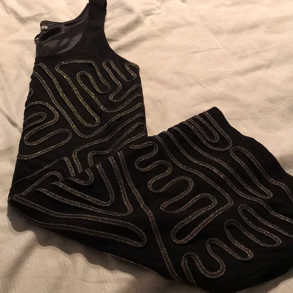 Black geometric mini dress